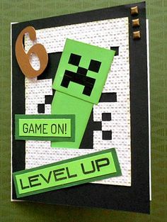 an image of a card made to look like a minecraft creeper with the words game on