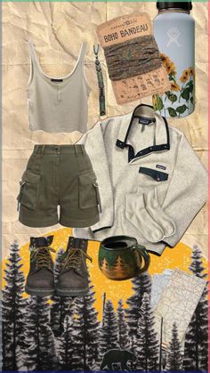 Granola Girl Outfits, Cute Hiking Outfit, Hiking Outfit Women, Mode Hippie, Summer Hiking Outfit