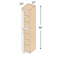 the measurements for a tall bookcase with two shelves and one door on each side