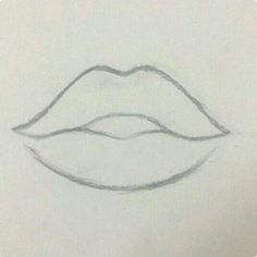 a pencil drawing of a mouth with the shape of a lip on it's side