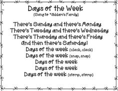 the days of the week for kids to use in their writing and crafts projects, including this