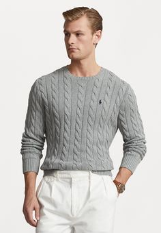 Polo Ralph Lauren CABLE-KNIT COTTON JUMPER - Jumper - fawn grey heather Ralph Lauren Cable Knit, Cotton Jumper, Long Sleeve Jumper, Sweater Jumper, Sweater Pullover, Jumper Sweater, Knit Cotton, Cotton Sweater, Long Sleeve Pullover