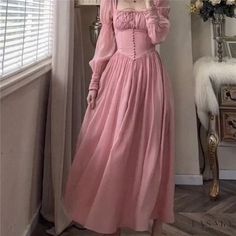 Lasaky - Courtly Puff Sleeve Princess Dress with Empire Waist - Elegant Long Gown Midi Dress Elegant, Princess Prom Dresses, Pink Corset, Office Dresses For Women, Corset Dress Prom, Dress 2024, Midi Dress With Sleeves, Lantern Sleeve, Long Gown