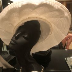 This Unique One Of A Kind Scalloped Hat Should I Say More Hollywood Say More, Riding Helmets, Color White, Women Accessories, Hollywood, Hats, Women Shopping, White, Quick Saves