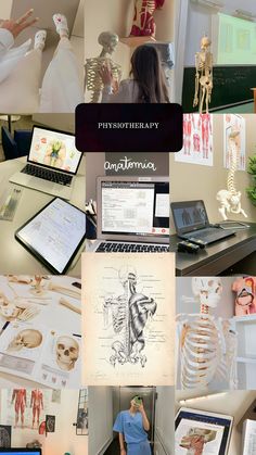 a collage of photos showing medical and human related items