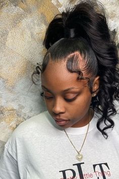 Slick Back High Ponytail, Ponytail Plait, Hairstyle For Black Hair, High Curly Ponytail, Weaving Hairstyles, Ghana Weaving, Weave Hairstyles Braided, Black Hair Updo Hairstyles