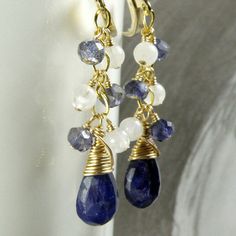 handmade fine wedding jewelry bridesmaid swarovski by fineheart Sapphire Dangle Jewelry, Sapphire Briolette Gemstone Earrings, Sapphire Teardrop Birthstone Earrings, Teardrop Blue Moonstone Jewelry, Blue Tanzanite Teardrop Earrings, Blue Teardrop Moonstone Jewelry, Anniversary Briolette Teardrop Gemstone Earrings, Blue Gemstone Teardrop Dangle Earrings, Blue Tanzanite Teardrop Jewelry