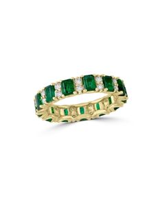 Bloomingdale's Emerald & Diamond Ring in 14K Yellow Gold - 100% Exclusive Emerald Wedding Rings Brilliant Earth, Levian Emerald Ring, Emareld Wedding Ring, Diamond Ring Emerald Accent, Green Ring Emerald, Cheap Emerald Rings, Diamond Band Ring Emerald, Emerald Engagment Ring With Gold Band, Emerald Engagement Ring Gold With Band