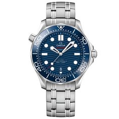 Built for land or sea, this Men's OMEGA Seamaster Diver 300 watch will meet all your needs and exceed your expectations. Designed with a 42mm stainless steel case, the watch features a blue dial, an uni-directional rotating bezel complete with tachymeter scale and a helium-escape valve for use during diving. The timepiece also features luminescent markers and hands, date window at 6 o'clock, screw-down crown, scratch resistant sapphire crystal with anti-reflective treatment, and is water resista Omega Seamaster Professional, Omega Seamaster Diver 300m, Omega Seamaster 300, Seamaster 300, Mechanical Watch Men, Omega Seamaster Diver, Omega Speedmaster, Luxury Watches For Men, Dive Watches