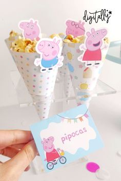 Digital Files | Instant Download | Peppa Pig Popcorn Cones and Decorative Toppers, Printable Peppa Pig Birthday Party, Peppa Pig Birthday Decor Popcorn Cones, Peppa Pig Birthday Party Decorations, Cone Template, Straw Decorations, Pig Birthday Party