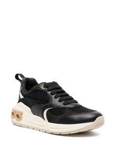 almond-toe panelled leather sneakers from Ferragamo featuring jet black, calf leather, smooth grain, panelled design, mesh detailing, pull-tab at the heel, branded insole, almond toe, front lace-up fastening and chunky rubber sole. Size Info US Color Detail Black Made In Italy Material Nappa 100% Rubber 100% Season One Fall-Winter Season Two Fall-Winter Product sneakers Brand Ferragamo Size And Fit We offers the following fittings: M (medium) for sporty women shoes and C (wide) for classic women Sporty Women, Black Leather Sneakers, Classic Women, Travel Tote Bag, Crossbody Tote Bag, Moon Boots, Crossbody Tote, Sneaker Brands, Small Leather Goods