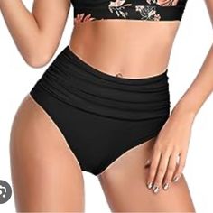 Size M Black Black High Waist Tankini For Pool, Fitted High Waist Black Tankini, Black Fitted High Waist Tankini, Black Summer Tankini Brief, Black Brief Tankini For Pool, Black Fitted Brief Swimwear, Fitted Black Brief Swimwear, Crop Swim Top, Billabong Women