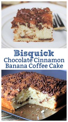 a collage of photos showing different types of coffee cake with chocolate cinnamon toppings