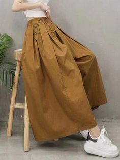 Artistic Retro Solid Color Super Loose Wide-Leg Pants BLACK-FREE SIZE Trip Moodboard, Half Sleeve Shirts, Pants Green, Women Street, Sleeveless Vest, Long Sleeve Shirt Dress, Batwing Sleeve, Khaki Green, One Piece Swimwear