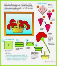 how to make origami flowers in a basket with instructions for the paper flower arrangement