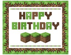 an image of a happy birthday card with the words happy birthday in pixel art style