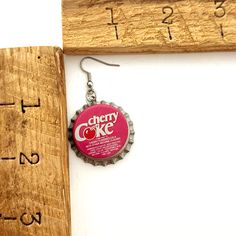 Vintage Cherry Coke Bottle Cap Earrings | Belle & Southern Bottlecap Necklace Diy, Bottle Cap Earrings, Cherry Coke, Waste Reduction, Fashion Movement, Vintage Bottle, Cherry Flavor, Holiday Craft, Necklace Diy