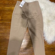 Nwt Zara Pantsflattering Cut And Frequently Sold Out Online. 2 Sizesl And Xl Cheap Beige Zara Tops, Birthday Baskets, Zara Woman Dress, Mustard Pants, Zara Trousers, Cropped Denim Pants, Sailor Pants, Cuffed Pants, Ankle Leggings