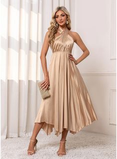 JJ's House No Pleated Satin Maxi Halter Fall Spring Summer Winter A-line Elastic Waist NO Champagne S Height:5.7ft(174cm) Bust:33.5in(85cm) Waist:26in(66cm) Hips:36in(91cm) Dress. #JJ's House #No #Pleated #Satin #Maxi #Halter #Fall #Spring #Summer #Winter #Aline #ElasticWaist #NO #Champagne #S #Dress House No, Maxi Jersey Dress, Satin Maxi, Date Night Dresses, Satin Maxi Dress, Summer Winter, Date Night, Elastic Waist, High Neck