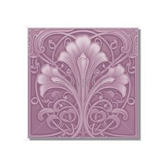 a purple tile with an intricate design on the front and back side, in shades of pink