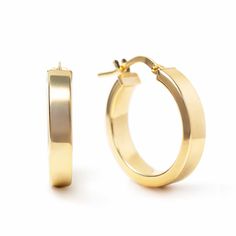 These wide, chunky block hoop earrings offer a fresh twist on a classic look, making them perfect for chic, everyday wear.| Lead and Nickel free.Sold as a PAIR Gold Vermeil (Thick layer of Gold plated over Sterling Silver) 20x4mm(0.8x0.16in) Latch closure #E472-G Minimalist Jewelry With Rounded Edges For Everyday, Classic Everyday Jewelry With Rounded Edges, Classic Chunky Jewelry As Gift, Classic Chunky Jewelry As A Gift, Modern Chunky Small Hoop Earrings, Modern Chunky Hoop Earrings, Modern Chunky Hoop Earrings For Everyday, Everyday Chunky Hoop Earrings, Everyday Gold Jewelry With Polished Edges