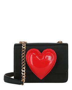 Length: 7.3125" x Width: 2.3125 x Height: 5.1875"; Strap Drop Length: 19.25" | Snap button closure | Interior features one side pocket and one card slot | Smooth finish | Faux inflatable plush heart at the front; One chain-link shoulder and crossbody strap with leather cushion | Specialist clean only | 100% Lambskin Leather | Made in Italy Plush Bags, Leather Cushion, Small Crossbody Bag, Medium Bags, Lambskin Leather, Side Pocket, Crossbody Strap, Womens Backpack, Snap Button