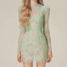 Experience luxury and elegance with the Green Lace Bodycon Long-Sleeve Party Dress from Guocali . This women’s dress is designed to highlight your curves with a slim fit. The delicate lace and floral pattern add a touch of sophistication. The dress features a round neck and long sleeves, enhancing its stylish appeal. Crafted from Polyester and Lace, it provides comfort and a flattering look. Ideal for evening events, this party dress makes you feel confident and beautiful. The bodycon style offers a slight stretch, ensuring a perfect fit. The vintage-inspired design and A-line silhouette add a unique touch. This fashion dress is versatile and perfect for any season. Add this elegant dress to your women clothing collection. Embrace style and confidence with the Green Lace Bodycon Long-Sleev Courthouse Dress, Dress Engagement Party, Elopement Courthouse, Beach Wedding Elopement, Short Bridal Dress, Women Party Dress, Dress Engagement, Mens Undershirts, Suit Shoes