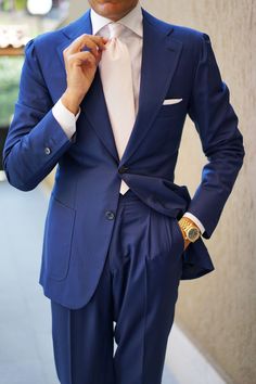 Blue Suit Tie, Wedding Ties For Men, Groom Blue Suit, Adidas Originals Jacket, Gq Mens Style, Blue Suit Men, Pink Palette, Ties For Men, Bespoke Suit