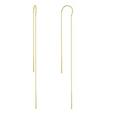 "This trendy lariat earrings have solid 14K yellow gold and the overall piece is perfect to be worn on an everyday basis. The piece is simple and yet creative enough to attract attention from all kinds of crowds. Specifications: Product name: trendy simple lariat earring Metal type: 14 K Gold Metal weight: 1.1 grams Dimensions: 1.5 \"H" Unique Earring, Minimalist Earring, Classy Earrings, Minimalist Earrings Gold, Stud Earrings Unique, Earring Dangle, Initial Earrings, Earring Handmade, Handmade Earring