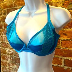 Brand New. Never Worn. No Tags. Fits Like A 34c Blue Partially Lined Underwire Bra, Fitted Blue Bra With Lace Closure, Savage X Fenty, Women's Intimates, Color Blue, Brand New, Bra, Tags, Women Shopping