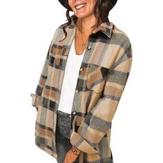 Fantaslook Flannel Shirts for Women Plaid Shacket Jacket Long Sleeve Button Down Shirt Coats This flannel shirts for women use breathable and comfortable polyester, more friendly skin and comfy to wear in spring, fall and winter. Plaid shirts for women features button down shacket , chest with pockets, lapel long sleeve, curved hem, stylish and chic. You will never out of style for womens plaid shacket jacket , a daily trendy must-have for your wardrobe. The classic womens blouses gives the impr Womens Flannel Jacket, Flannel Shirts For Women, Plaid Shirts For Women, Plaid Coat Women, Flannel Shacket, Plaid Shirt Women, Plaid Shacket, Womens Flannel Shirt, Winter Plaid