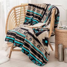 a chair with a blanket on top of it