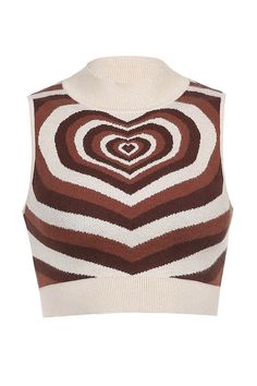 Avant Heartbreaker Heart Layer Knit Vest Crop Top for Women Crop Top Autumn, Womens Tank Tops Summer, Jeans Patchwork, Hot Pink Sweater, Girls Heart, Knitted Heart, Vest Crop Top, Y2k Sweater, Streetwear Aesthetic