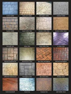 the different types and colors of cobblestones are shown in this poster, which shows how