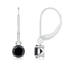 Add a glamourous edge to your look with these 14k white gold earrings. They showcase round enhanced black diamonds that draw attention with their mysterious allure. These stylish leverback earrings are a must-have in your jewelry box. Diamond Jewelry Earrings, Black Diamond Earrings, Platinum Earrings, Solitaire Earrings, Black Sparkle, Leverback Earrings, Black Diamonds, White Gold Earrings, Diamond Drop Earrings