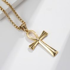 Embrace ancient symbolism with the Ankh Pendant Necklace. The iconic ankh, representing life and vitality in Egyptian culture, graces this elegant piece. Wear it as a timeless symbol of strength and eternal beauty, a striking blend of heritage and modern style. 18k Gold plated & Silver plated stainless steel Pendant Size - 30mmx12mm Chain length - 45cm Tarnish free / Water resistant 💧 Elegant Ankh-shaped Metal Jewelry, Egyptian Pendant, Egyptian Cross, Ankh Pendant, Eternal Beauty, Egyptian Culture, Symbols Of Strength, Steel Cross, Misty Rose