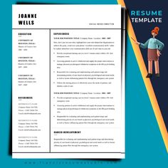 a professional resume template with an image of a man holding a pointer and pointing to the side