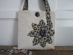 Navy Blue and Tan Womens Handbag tote by BerkshireCollections, $45.00 Eco-friendly Beige Shoulder Bag For Gift, Eco-friendly Cream Shoulder Bag For Gifts, Handmade Eco-friendly Bag For Gift, Eco-friendly Handmade Bags For Gifts, Eco-friendly Handmade Gift Bags, Eco-friendly Shoulder Bag With Removable Pouch As Gift, Leopard Print Handbags, Leopard Handbag, Leopard Print Bag