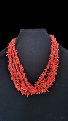 Four Strand of beautiful red coral pulled together and finished off with silver beading and barrel clasp. Multi-strand Red Coral Beaded Necklaces With Polished Beads, Coral Beaded Necklace With Lobster Clasp, Multi-strand Red Coral Beaded Necklaces, Coral Multi-strand Beaded Necklaces, Coral Multi-strand Beaded Necklace, Coral Red Multi-strand Beaded Necklaces, Red Coral Beads, Beaded Necklaces, Red Coral