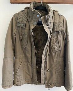 Women American Eagle Outfitters Fur Lined Hooded JACKET COAT Size Small  | eBay Winter Khaki Outerwear With Double-lined Hood, Trendy Hooded Outerwear With Double-lined Hood, Winter Parka With Drawstring Hood, Trendy Hooded Parka For Fall, Urban Hooded Outerwear For Fall, Trendy Winter Parka With Double-lined Hood, Winter Utility Jacket With Detachable Hood, Spring Parka With Double-lined Hood, Trendy Hooded Parka For Cold Weather