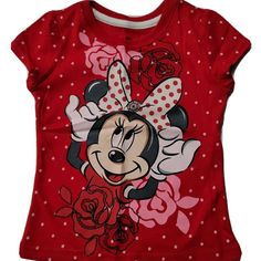 Disney Minnie Mouse Toddler Girls T-Shirt Red 3t Or 4t Nwt Playful Minnie Mouse Short Sleeve Top, Playful Red Mickey Mouse Top, Fun Red Minnie Mouse T-shirt, Red Minnie Mouse Short Sleeve Top, Fun Red Minnie Mouse Top, Red Disney Short Sleeve Tops, Red Short Sleeve Top With Minnie Mouse, Red Cotton Minnie Mouse Tops, Red Cotton Minnie Mouse Top