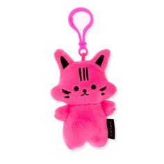 a pink key chain with a cat on it