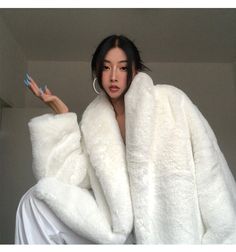 Material: Polyester Style: Casual Pattern Type: Letter Sleeve Length(cm): Full Outerwear Type: Jackets Clothing Length: Regular Item Type: Outerwear & Coats White Fur Jacket, Girls Fur Coat, White Faux Fur Coat, Rabbit Fur Jacket, Womens Faux Fur Coat, Rabbit Fur Coat, Girls Fur, Fur Coats Women, White Faux Fur