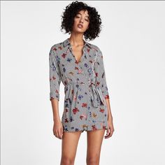 Nwot Zara Butterfly Romper Never Worn!!! Xs But Could Fit S Zara Pants, Jumpsuit Romper, Pant Jumpsuit, Wrap Dress, Casual Dress, Pants For Women, Rompers, Zara, Pants