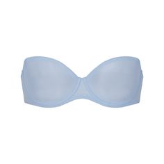 This sheer underwire bra enhances your natural shape without sacrificing comfort or support. Removable and convertible straps make this strapless bra an easy styling solution that adds romantic notes to any outfit. Features unlined molded cups. Fits true to size. | SKIMS Strapless Bra | Blue | 38D | Ultra Fine Mesh Bra Without Straps, Undergarment Set, Strapless Corset Bra, Water Bra, Gemini And Pisces, Romantic Notes, Bra Strapless, Sticky Bra, Corset Bra