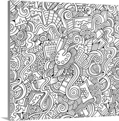 an abstract coloring book with doodles and lines