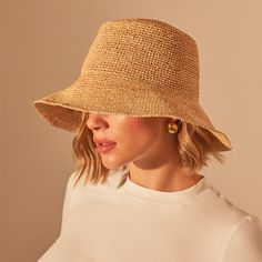 Crochet Bucket Hat in Jute | James Perse Los Angeles