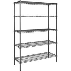 four tier shelving unit with wire shelves on each side and one shelf below it