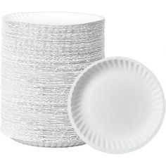 white paper plates stacked on top of each other