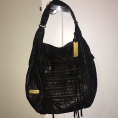 Featuring All Brass Zipper And Hardware, This Chic Botkier Hobo Will Go Everywhere With You! Like New Without Tags. Three Storage Compartments On The Inside Including One With A Zipper And Two Zipper Compartments On The Outside. Super Sturdy And Trendy! Black Leather Shoulder Bag With Metal Zipper, Leather Shoulder Bag With Metal Zipper, Leather Shoulder Bag With Metal Zipper For Everyday, Edgy Leather Bag With Zipper Closure, Leather Satchel With Metal Zipper, Storage Compartments, Sling Backpack, New Life, Leather Bag